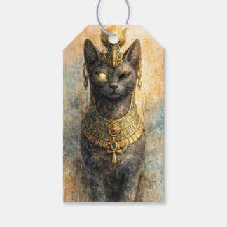 Etiqueta Para Presente Arte em Aquarela da Deusa Gata Bastet do Antigo Eg