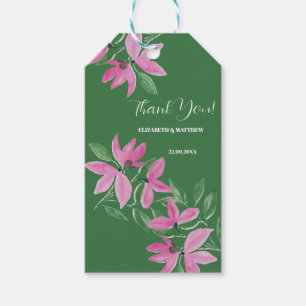 Etiqueta Para Presente Arte em aquarela de flores silvestres rosa e verde