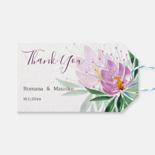 Etiqueta Para Presente Arte em Aquarela Floral Lótus Boho Romântico