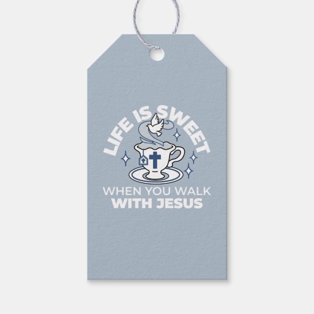 Etiqueta Para Presente Arte Fiável - Teacup com Cruz e Dove (Frente)