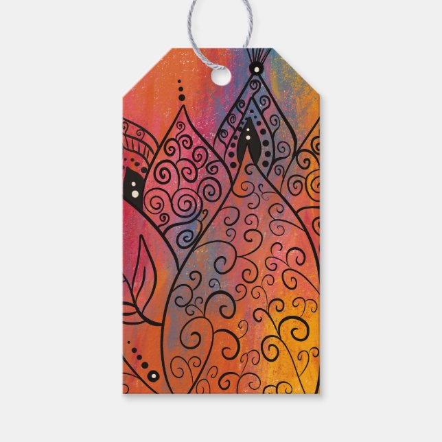 Etiqueta Para Presente Arte Floral Bonito (Frente)