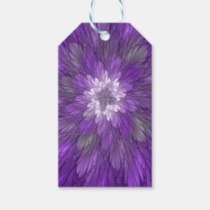 Etiqueta Para Presente Arte fractal abstrata de flor roxa psicodélica