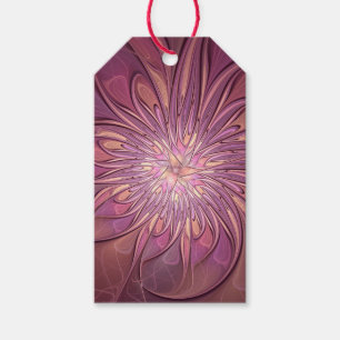 Etiqueta Para Presente Arte fractal floral moderna abstrata em cores de b