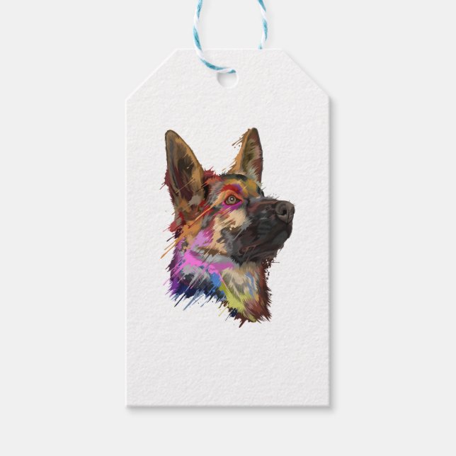 Etiqueta Para Presente Arte inicial do german shepherd (Frente)