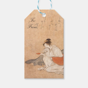 Etiqueta Para Presente Arte japonesa Torii Kiyonaga de três mulheres