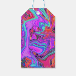Etiqueta Para Presente Arte líquida Abstrato cor-de-rosa, azul e laranja