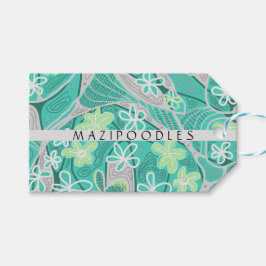 Etiqueta Para Presente Arte Neuro Floral Criativo Pessoal Verde Teal