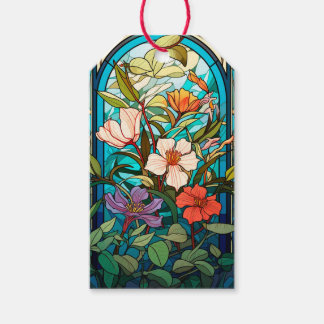 Etiqueta Para Presente Arte Nouveau Arco Floral de Vidro Manchado