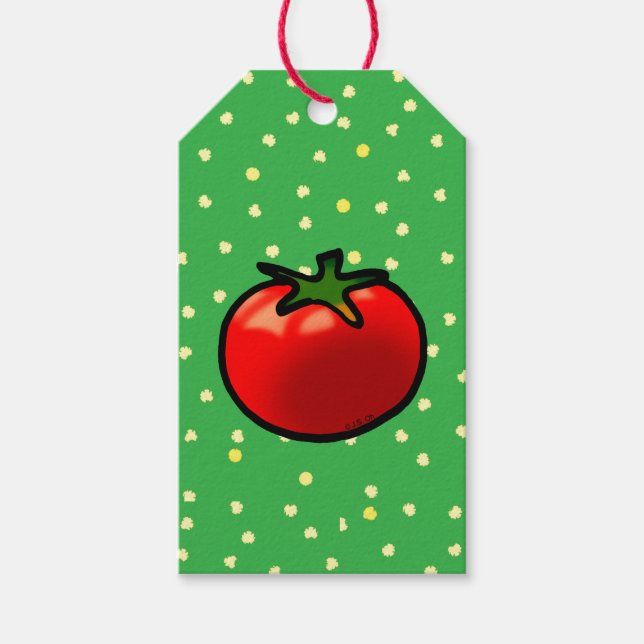 Etiqueta Para Presente Arte Personalizada De Tomate Vermelho (Frente)