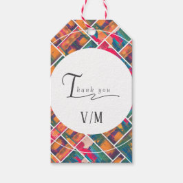 Etiqueta Para Presente Arte Pintura Colorido Moderno Abstrato Obrigado