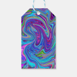 Etiqueta Para Presente Arte retrógrada Abstrato de Groovas Azul, Rosa e P