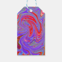 Etiqueta Para Presente Arte retrógrada de Abstrato de Groovy Vermelho e R