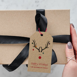Etiqueta Para Presente Artesanato de férias de renas de Natal engraçado m