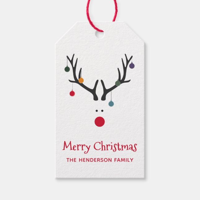 Etiqueta Para Presente Artesanato de renas de Natal engraçada moderna (Frente)
