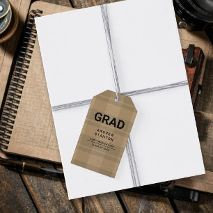 Etiqueta Para Presente Artesanato Tartan Xadrez Graduação Simples Moderna