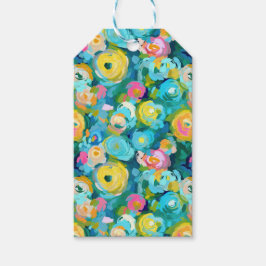 Etiqueta Para Presente Artisan Pintou Flores Coloridas Verão Belo