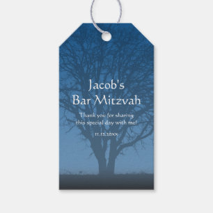 Etiqueta Para Presente Árvore azul rústica do bar Mitzvah da vida