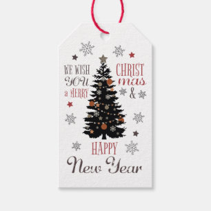 Etiqueta Para Presente Árvore de ano novo de presentes de Natal feliz