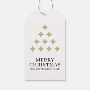 Etiqueta Para Presente Árvore de estrela simples branco Feliz Natal