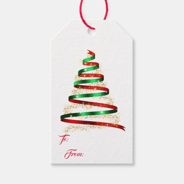 Etiqueta Para Presente Árvore de Fita de Natal (Frente)