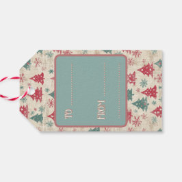 Etiqueta Para Presente Árvore de Natais vintages de Chiques Personalizado