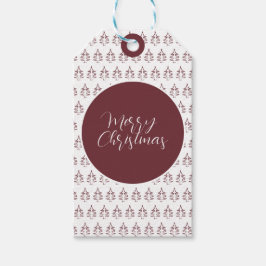 Etiqueta Para Presente Árvore de Natal Alegre Burgundy Moderna