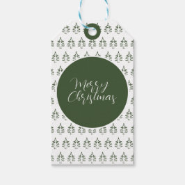 Etiqueta Para Presente Árvore de Natal Alegre Padrão Pinho Verde