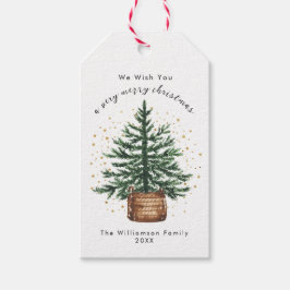 Etiqueta Para Presente Árvore de Natal com Aquarela Moderna Minimalista S