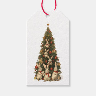 ETIQUETA PARA PRESENTE ÁRVORE DE NATAL COM COELHOS MARCAÇÃO DE PRESENTE