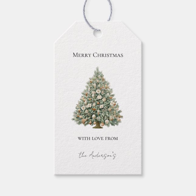 Etiqueta Para Presente Árvore de Natal com Enfeites (Frente)