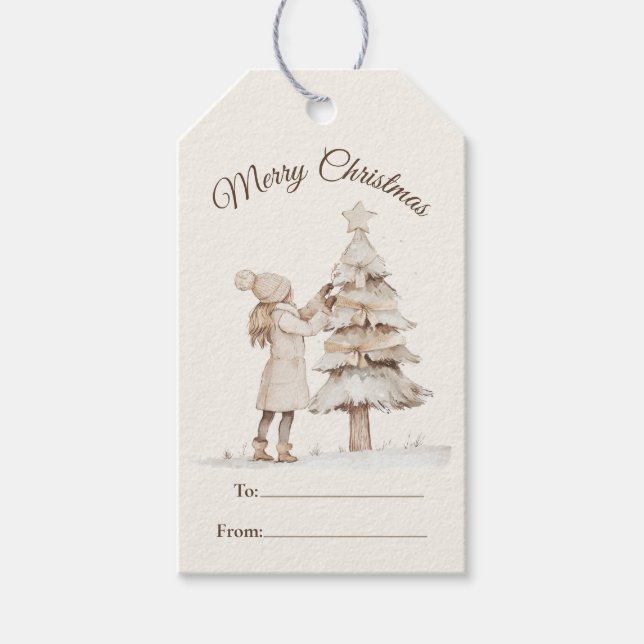 Etiqueta Para Presente Árvore de Natal da Floresta (Frente)