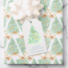 Etiqueta Para Presente Árvore de Natal de Aquarela Avô