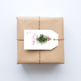 Etiqueta Para Presente Árvore de Natal de Aquarela Feliz Natal