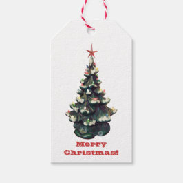 Etiqueta Para Presente Árvore de Natal de cerâmica retrô