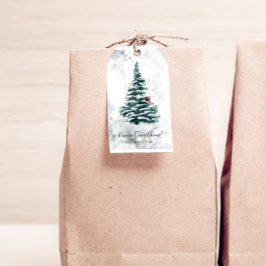 Etiqueta Para Presente Árvore de Natal de Natal Floresta Nevada Feriado