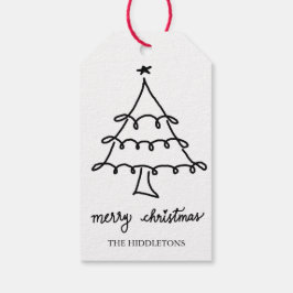 Etiqueta Para Presente Árvore de Natal de Script Moderno de Feliz Natal