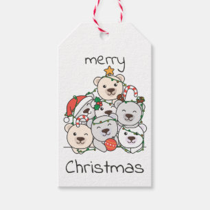 Etiqueta Para Presente Árvore de Natal do Polar Árvore Funny Xmas Animais