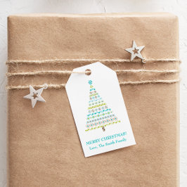 Etiqueta Para Presente Árvore de Natal dos Pontos Retro Feliz Natal