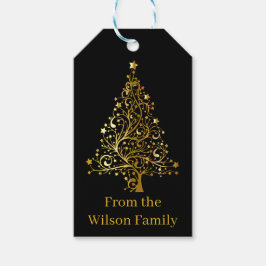 Etiqueta Para Presente Árvore de Natal Dourada