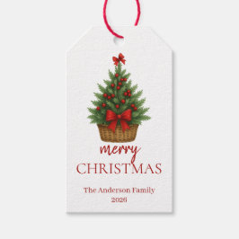 Etiqueta Para Presente Árvore de Natal Elegante – Fita Vermelha