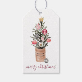 Etiqueta Para Presente Árvore de Natal em Aquarela Rústica
