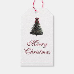 Etiqueta Para Presente Árvore de Natal em Aquarela Vermelha e Verde com L