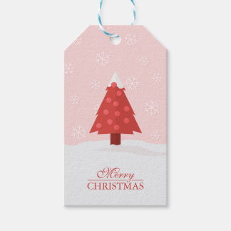Etiqueta Para Presente Árvore de Natal em neve com flocos de neve