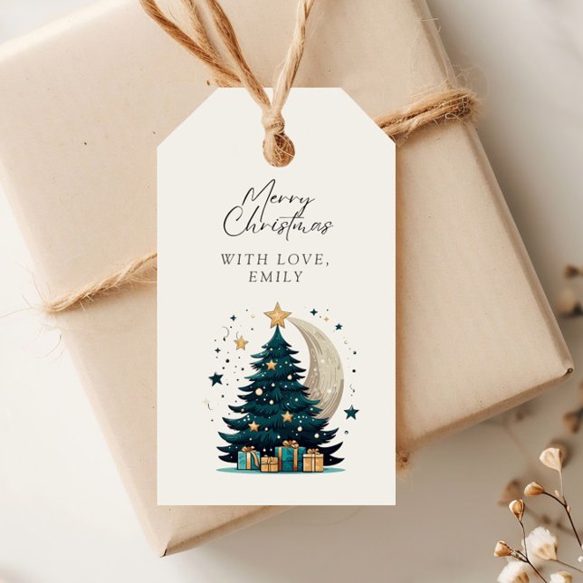 Etiqueta Para Presente Árvore De Natal Estende A Lua (Criador carregado)