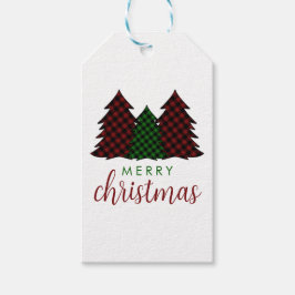 Etiqueta Para Presente Árvore de Natal Feliz da Xadrez de Natal