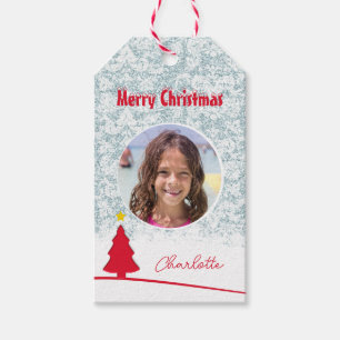 Etiqueta Para Presente Árvore de Natal Foto Padrão Aqua
