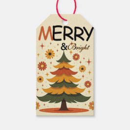 Etiqueta Para Presente Árvore de Natal Groovy 70s Natal Retro Cumprimento