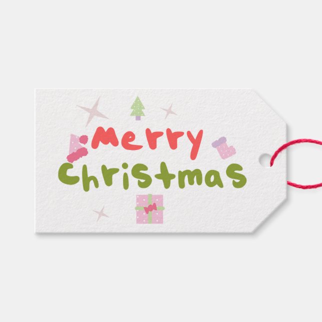 Etiqueta Para Presente Árvore de Natal Groovy Letras Balão    (Frente (horizontal))