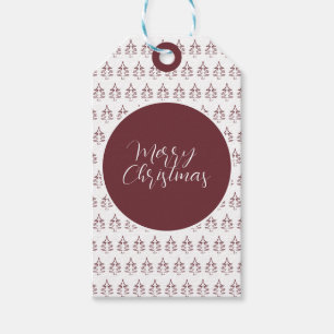 Etiqueta Para Presente Árvore de Natal Merry Burgundy
