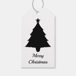 Etiqueta Para Presente Árvore de Natal Minimalista Preta e Branca em Form